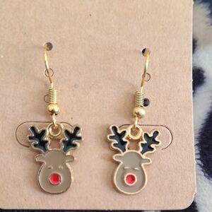 Reindeer Earrings with Red and Black Accents